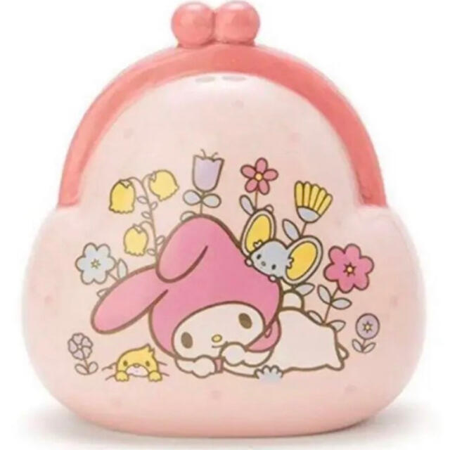 陶器製 サンリオ マイメロディ がまぐち型 コインバンク 貯金箱 新品