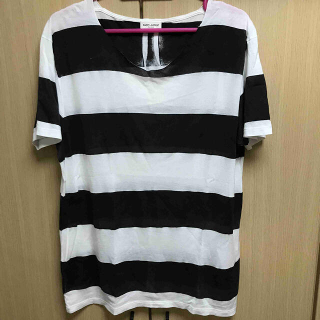 正規 Saint Laurent サンローランパリ ボーダー Tシャツ