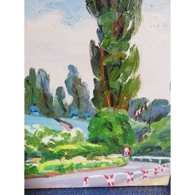 山下清 油彩画 【風景画 】 肉筆キャンバスのみ寄贈品 模写 一点物
