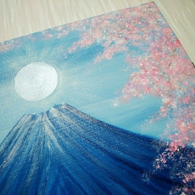 風水画風景絵画 美しい日本＊薄紅 桜清富士 桜窓 富士山 春