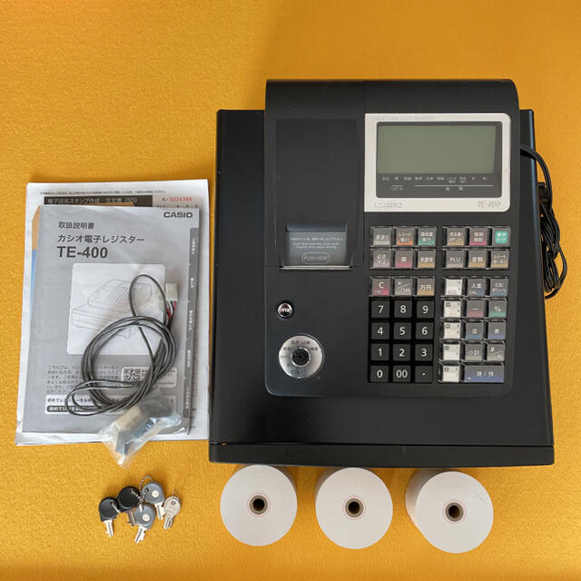 カシオレジスターTE-400フル設定無料美品PC連携売上管理853077
