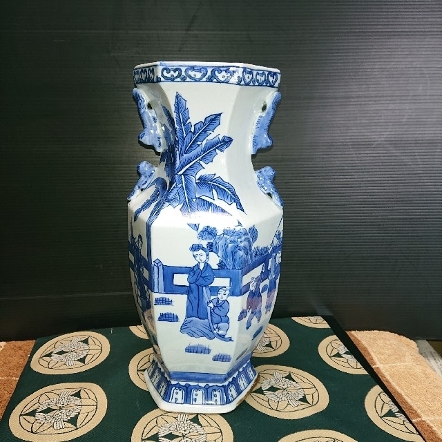 中国骨董古美術染付青花雲堂手花瓶アンティーク