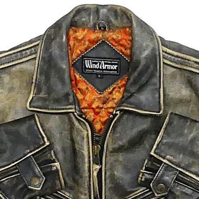 レザー ライダース ジャケット メンズ L 黒 シングル 革ジャン 本革 本