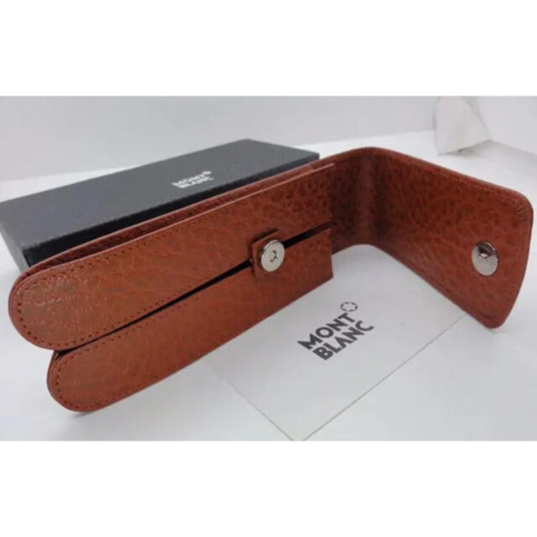 ⭐️金運を呼ぶリッチブラウン⭐️モンブラン社製本革製ペンポーチ