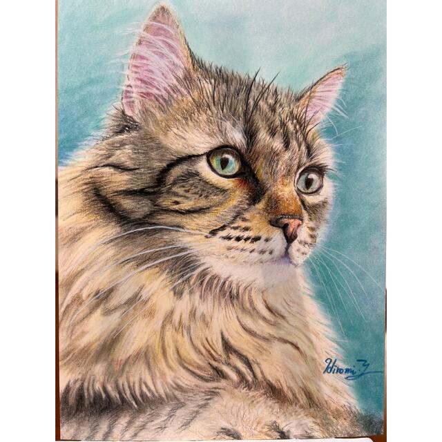 猫の絵（原画）カラフル金猫