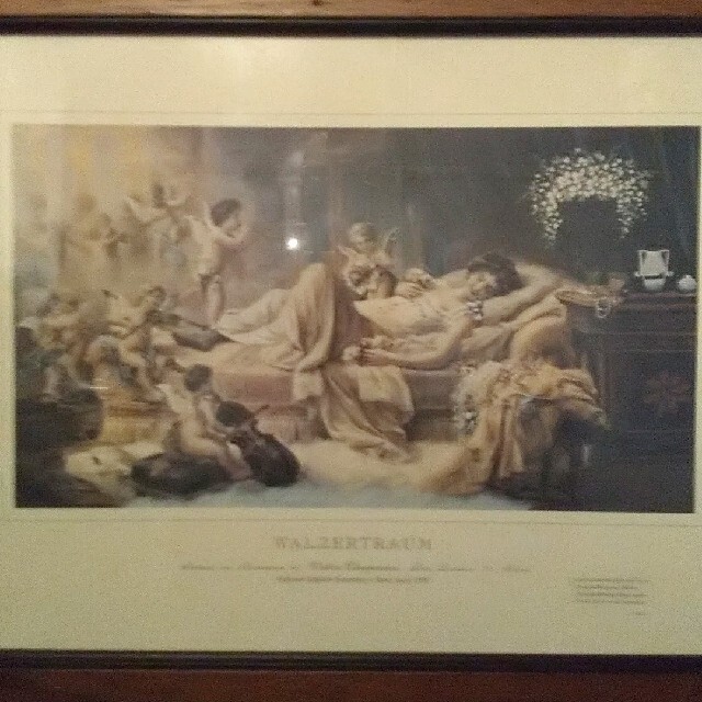 アンティーク調 天使の絵 木額装 アンティーク調 天使の絵 木額装