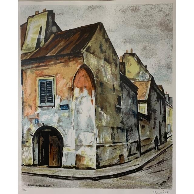 ミモレット様専用 荻須高徳「赤い家」リトグラフ 10号大 直筆サイン有 ☆真