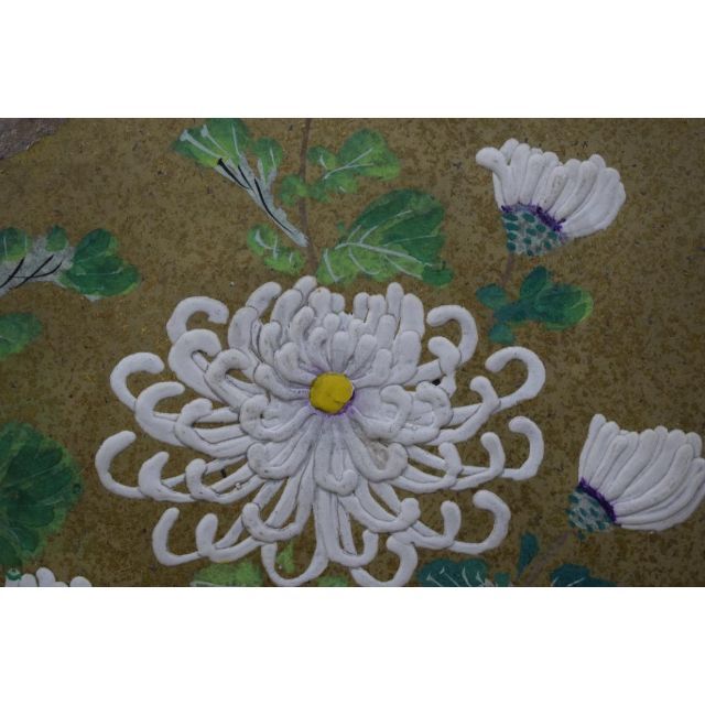 模写】伊藤若冲/菊図/屏風ハガシ/二曲用マクリ/掛軸☆宝船☆Z-367