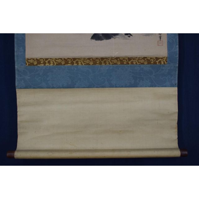 真作/狩野尚信/自適斎/山水湖畔之図/横物/掛軸☆宝船☆Z-433