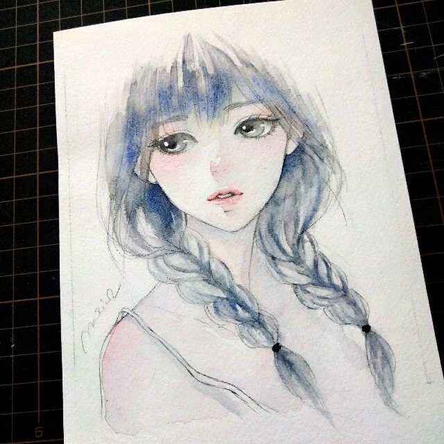 専用絵画水彩画手描きイラスト女性美人画