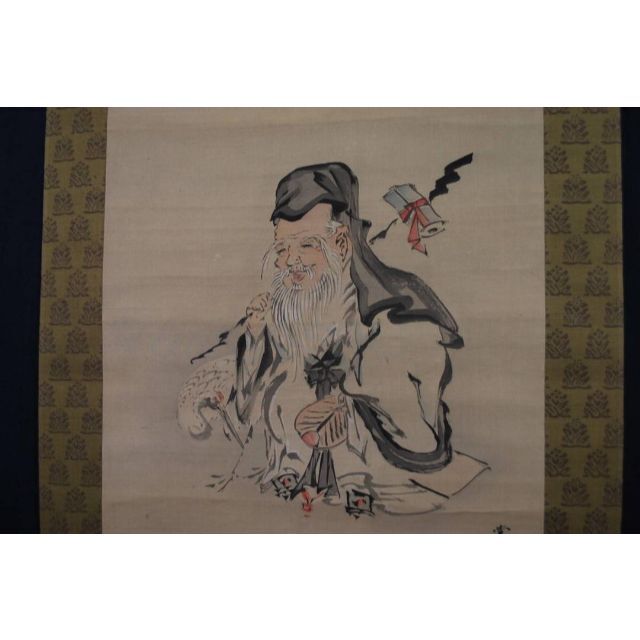 狩野常信/寿老人図/掛軸☆宝船☆O-615 J 狩野常信⁄寿老人図⁄掛軸☆宝船