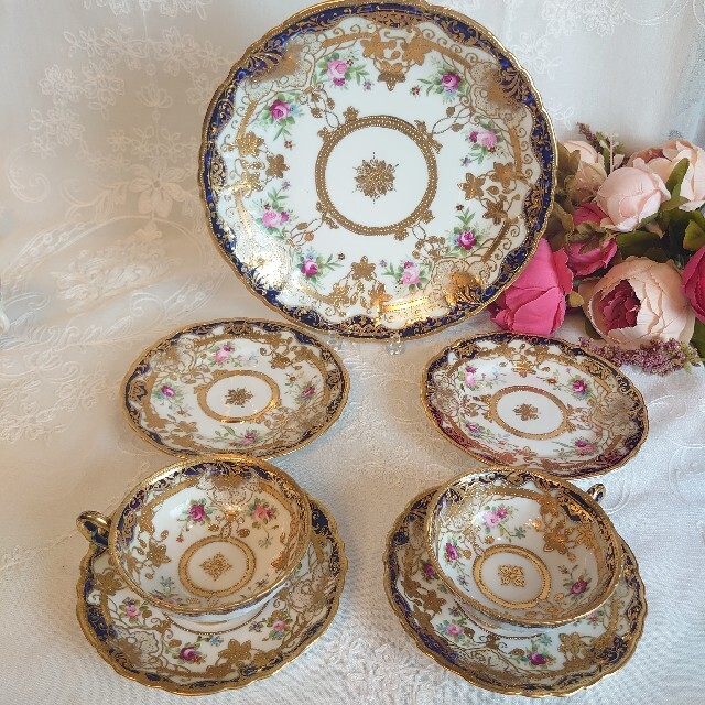 オールドノリタケ カップ＆ソーサー トリオ お皿 アンティーク 薔薇