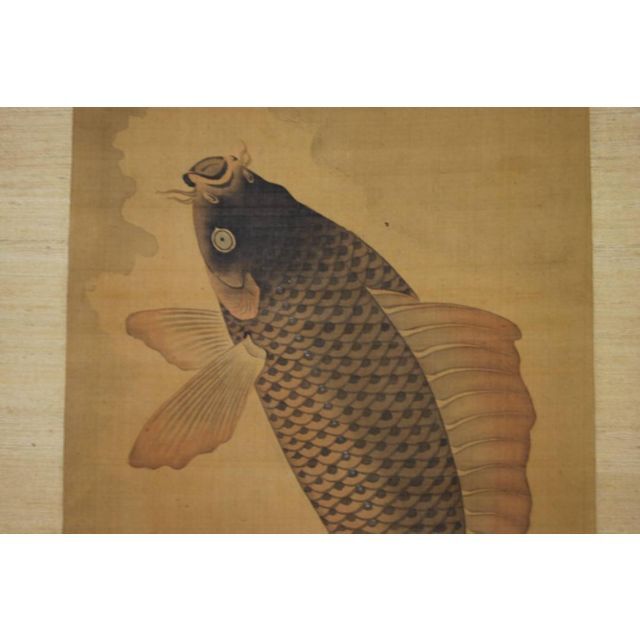 円山応挙/圓山應擧/跳鯉図/コイ図/鯉図/掛軸円山応挙/圓