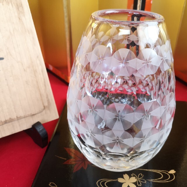 カガミクリスタル 高木茂 グラヴィール紋 一輪挿 ガラス 花瓶 カガミ