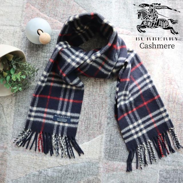 BURBERRY バーバリーマフラー カシミヤ100％ ノバチェック グレー