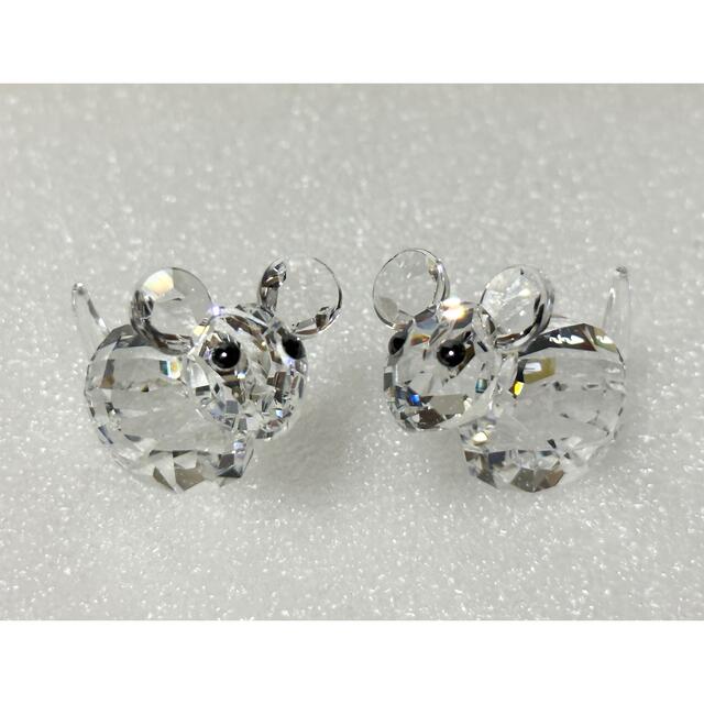 スワロフスキー クリスタル製 ネズミとリスのフィギュア 2点セット鏡