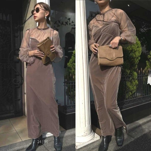 Ameri VINTAGE - Ameri【タグ付新品】ベロア チュール ドレス