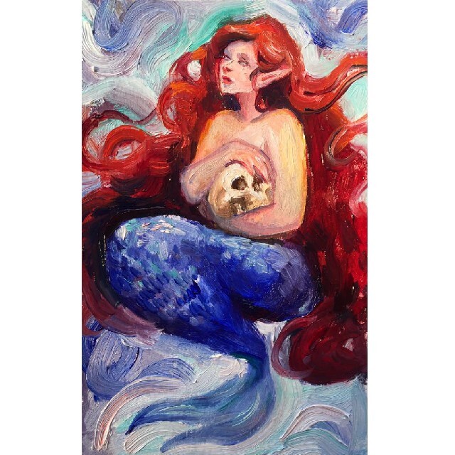 油絵絵画原画再販なし『マーメイド』