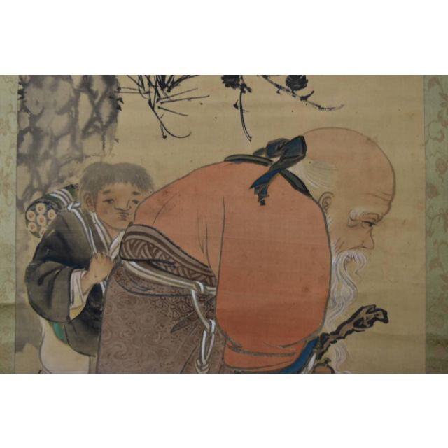 良念⁄寿老人図⁄七福神の内の一人⁄掛軸☆宝船☆Z-955 良