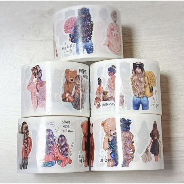 Ciel様ロールシール後ろ姿女の子500枚×5ロール 文房具