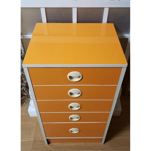 オレンジ チェスト 昭和レトロ レトロポップ インテリア 当時物 箪笥
