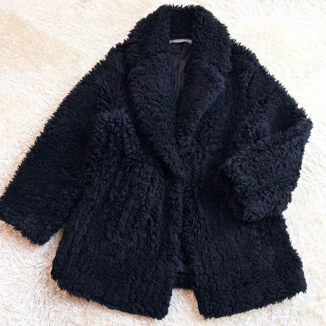 theory luxe セオリーリュクスボアテディベアコートネイビー