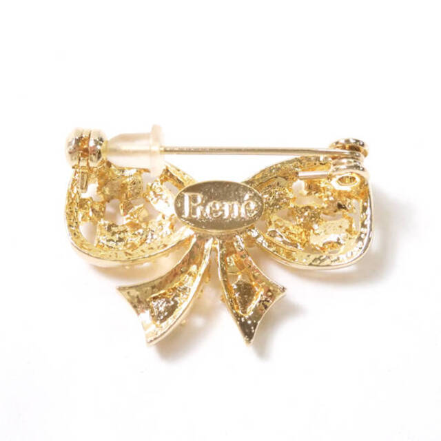 René リボンモチーフブローチアンティーク加工