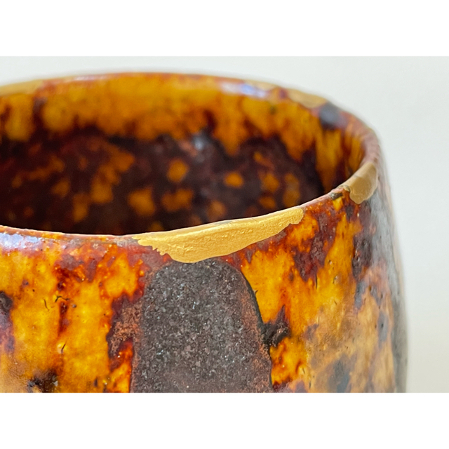 作家物船木研児船木研兒指描筒茶碗抹茶碗民芸民藝バーナードリーチ