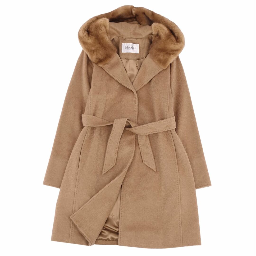 極美品】マックスマーラコートフード付40 ベージュ