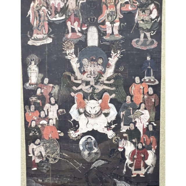 大珍品】三面荼枳尼天 宇賀弁財天 歓喜天 曼荼羅 稲荷 最新 掛軸 仏教