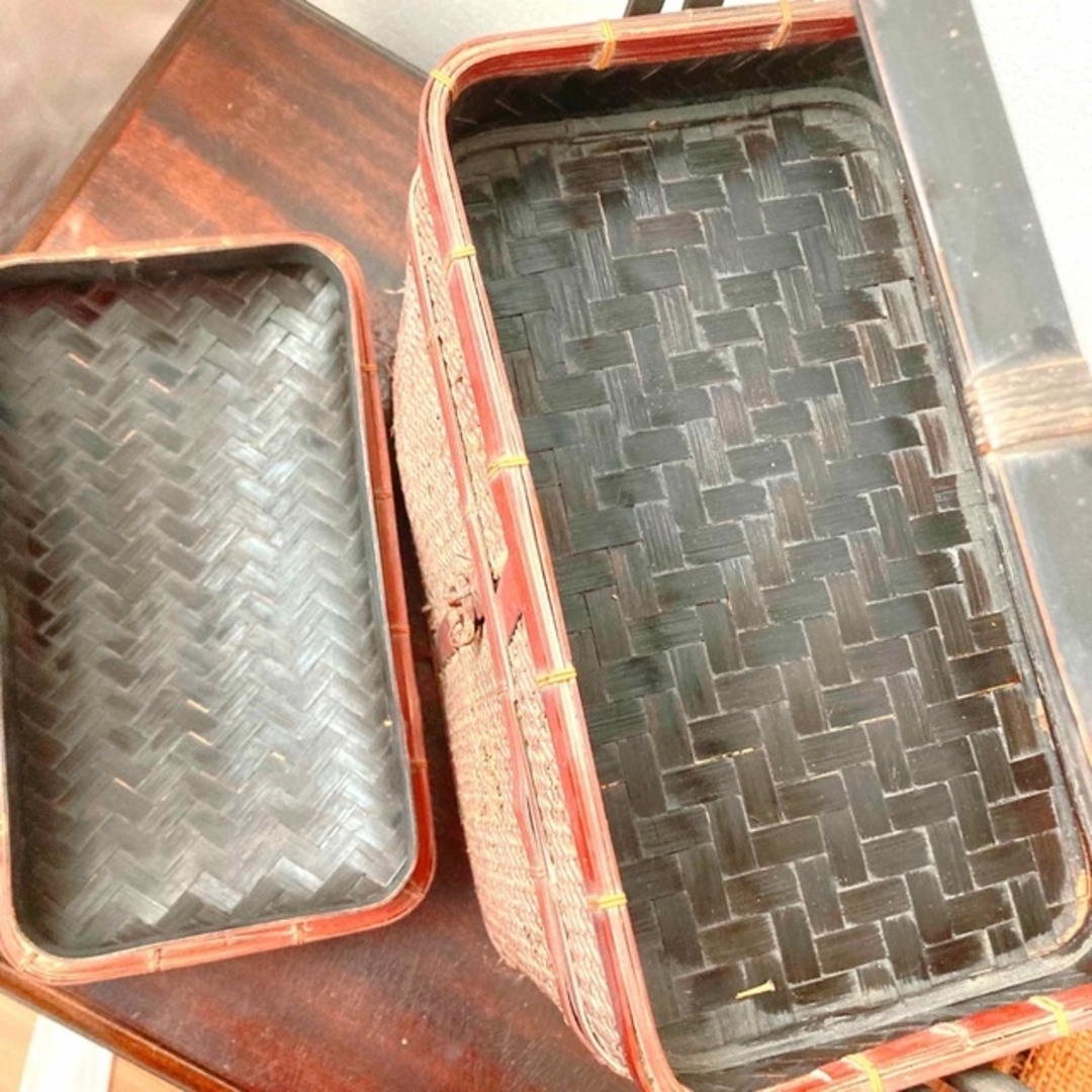 珍品】煎茶道具堤藍茶籠竹籠バスケット骨董品 唐物1客