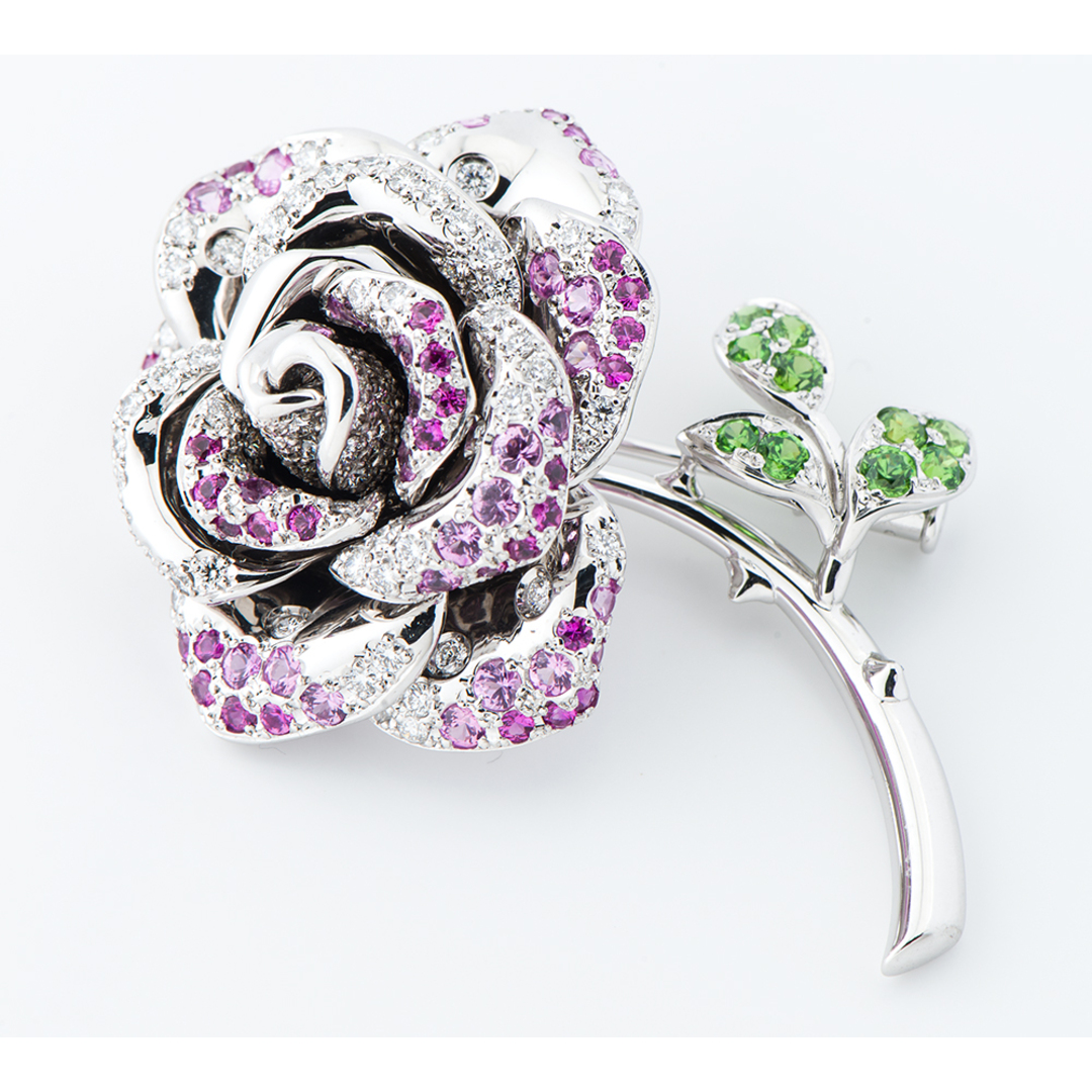 MIKIMOTO ミキモト ピンクサファイア ローズモチーフパール ピンブローチ