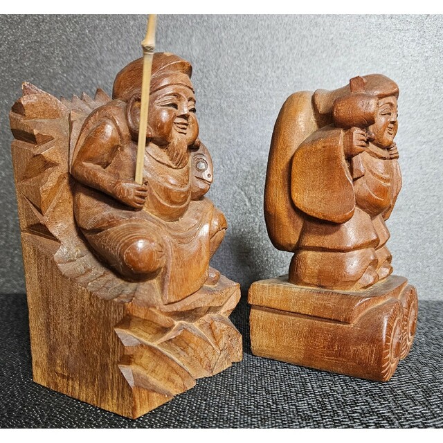 珍品 時代物 江戸期頃 一刀彫 大黒天 木彫 財運 招福物 アンティーク