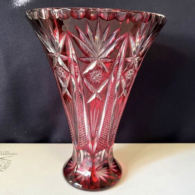 カガミクリスタル 花瓶 フラワーベース 未使用品 カガミクリスタル