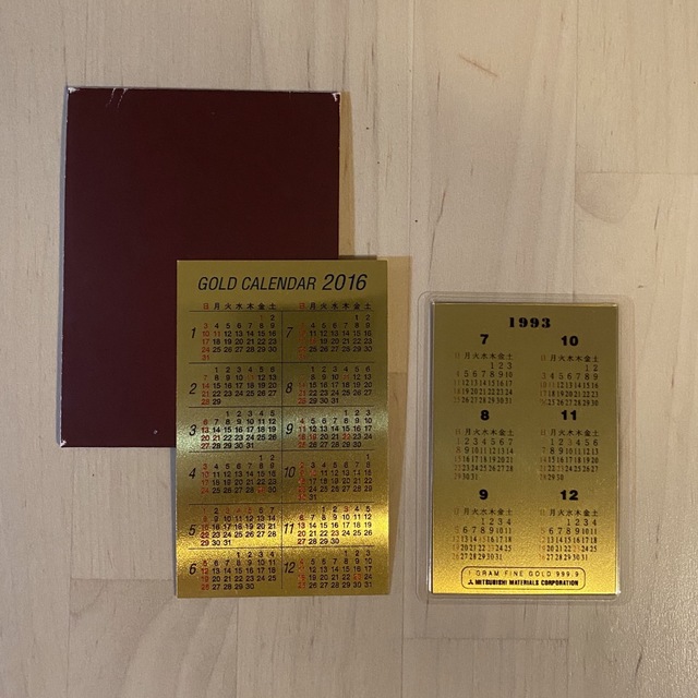 純金ファインゴールド ミニカレンダー 三菱マテリアル 純金カレンダー