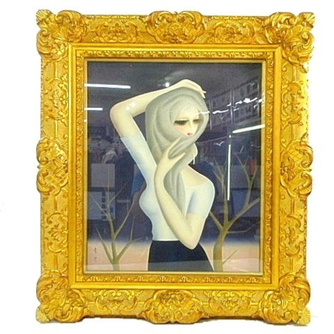 ◇東郷青児 【花炎】 油彩画 肉筆 東郷たまみ 鑑定シール付 F6号◇