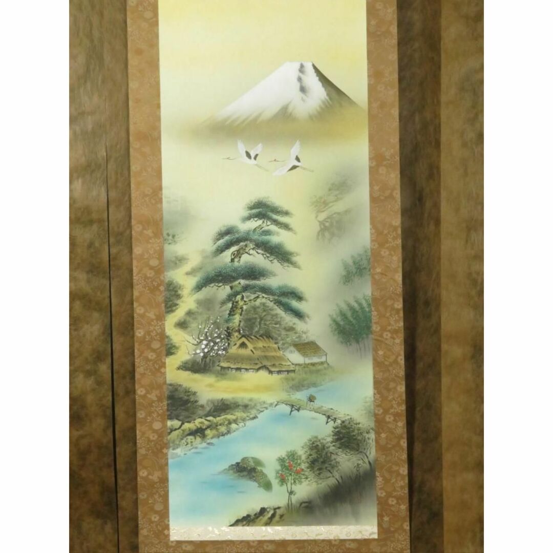 掛け軸 中居曠谷 平等院雪景 絹本 希少 軸装 茶道具 掛軸 美品 です