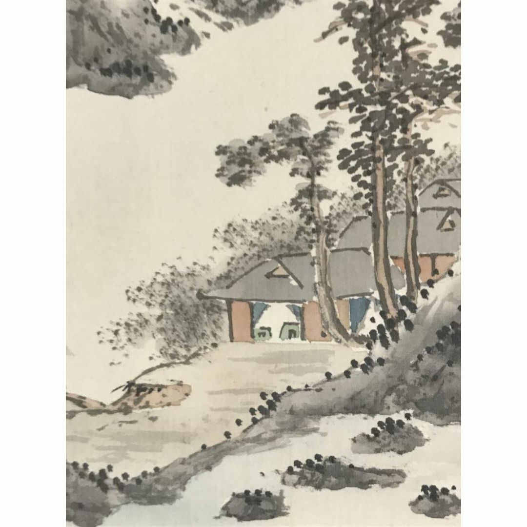 真作/月秋/秋景山水図/布袋屋掛軸HE-229 真作/月秋/秋景山水図/布袋屋