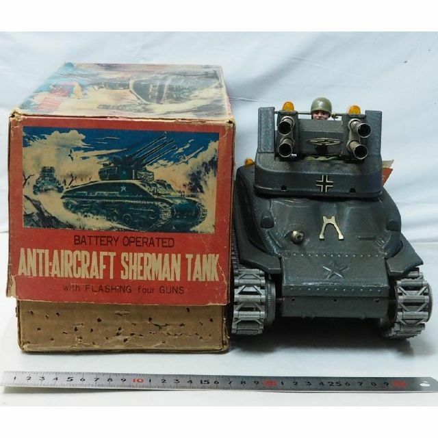 米澤【 シャーマン タンク 対空戦車 動作不調】当時物ブリキ自動車TIN