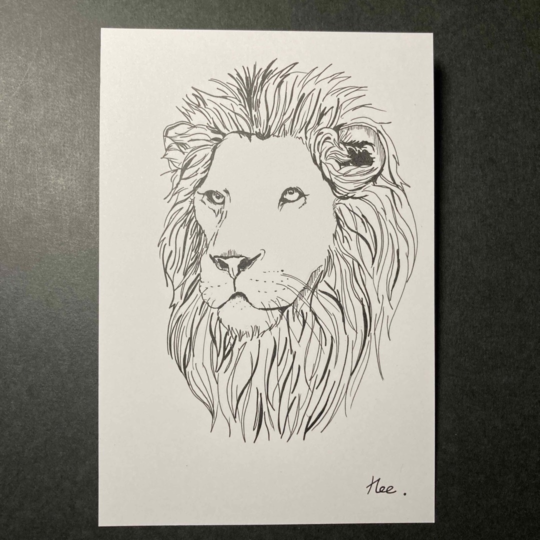 ライオン 動物ペン画No.14 ボールペン画 ライオンの通販 by Tommy