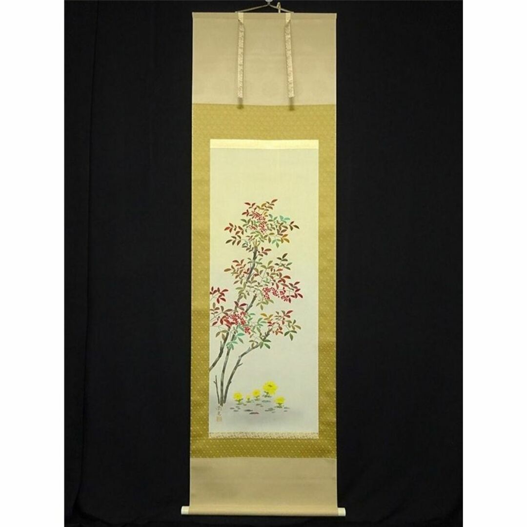 掛け軸 大鳳 梅に鶯 絹本 希少 軸装 茶道具 掛軸 美品 です。 掛け軸