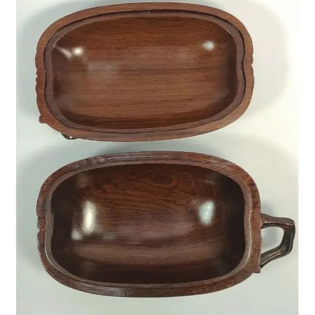 2467本紫檀 蓋物 瓜 希少木 漆塗り 小物入れ 置物 美術工芸品 飾り 美