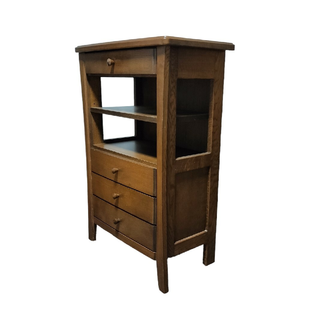 IDC大塚取扱 起立木工 リード ナラ材 サイドテーブル 電話台 FAX台