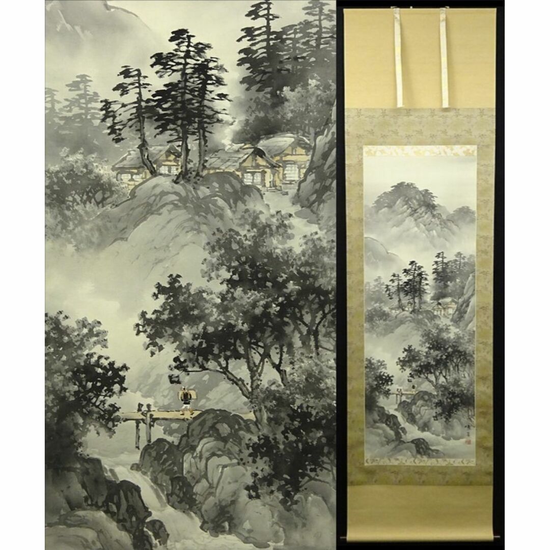 掛け軸/船/人物 狩野探信/桃仙人図/掛軸☆宝船☆L-549 J 狩野探信