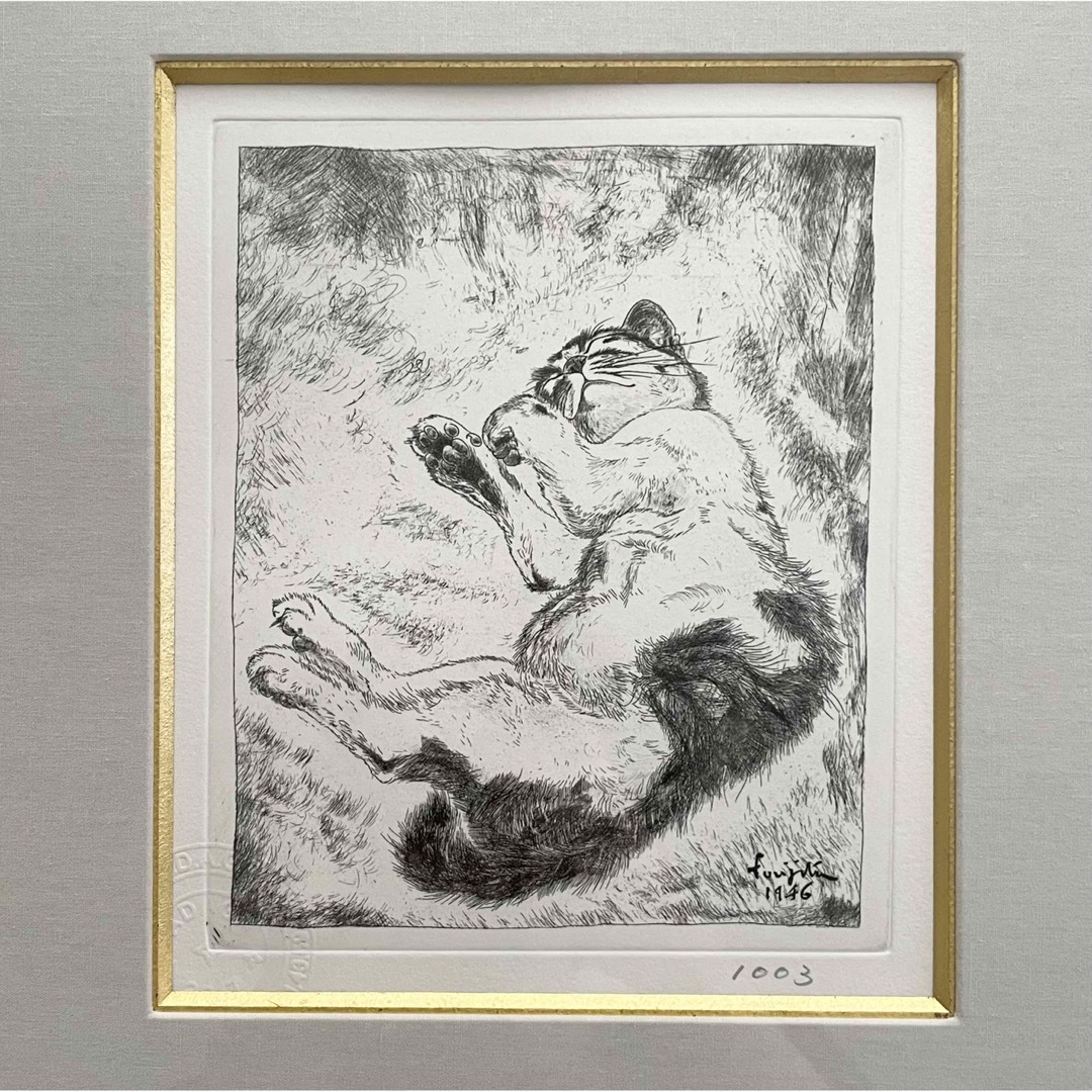 藤田嗣治 銅版画「猫」シャーマンコレクション