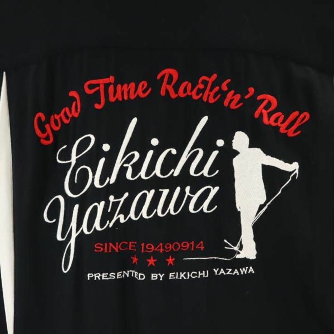 矢沢永吉 日本製 オープンカラー 半袖 シャツ L ブラック系 E.YAZAWA