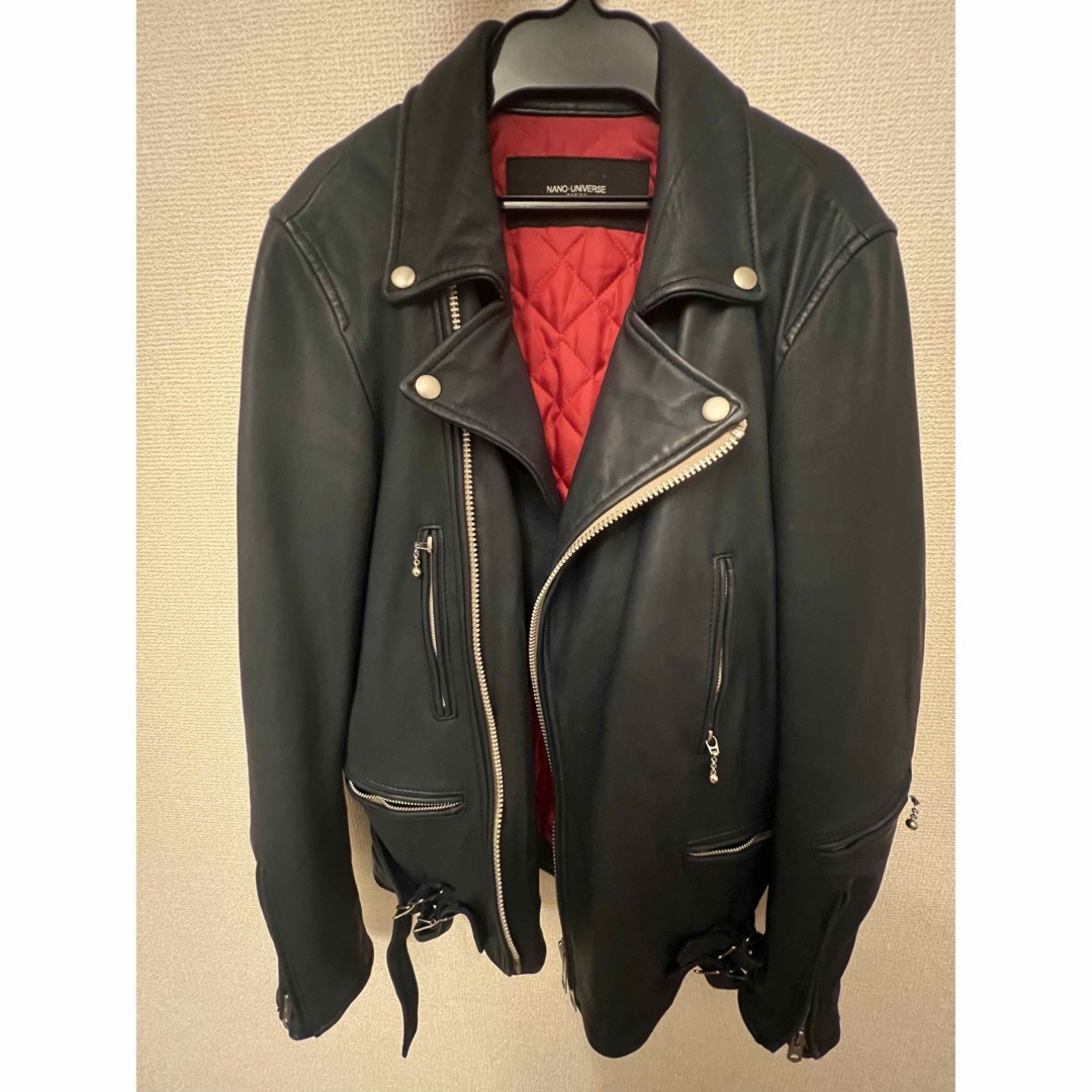 ナノユニバース 本革 ダブルライダースジャケット