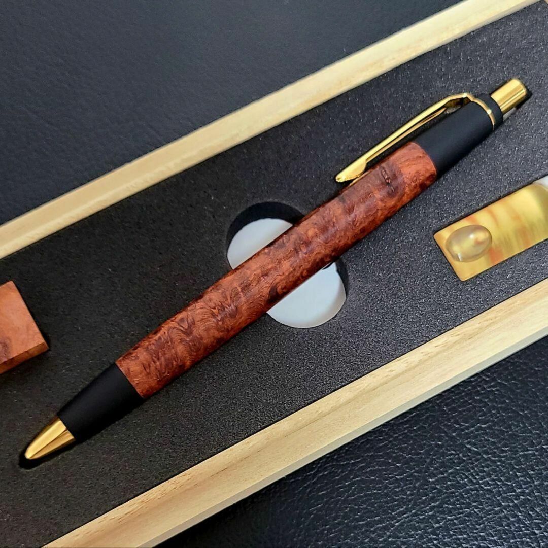 新品☆野原工芸 花梨瘤 変わり杢シャープペンシル シャーペン