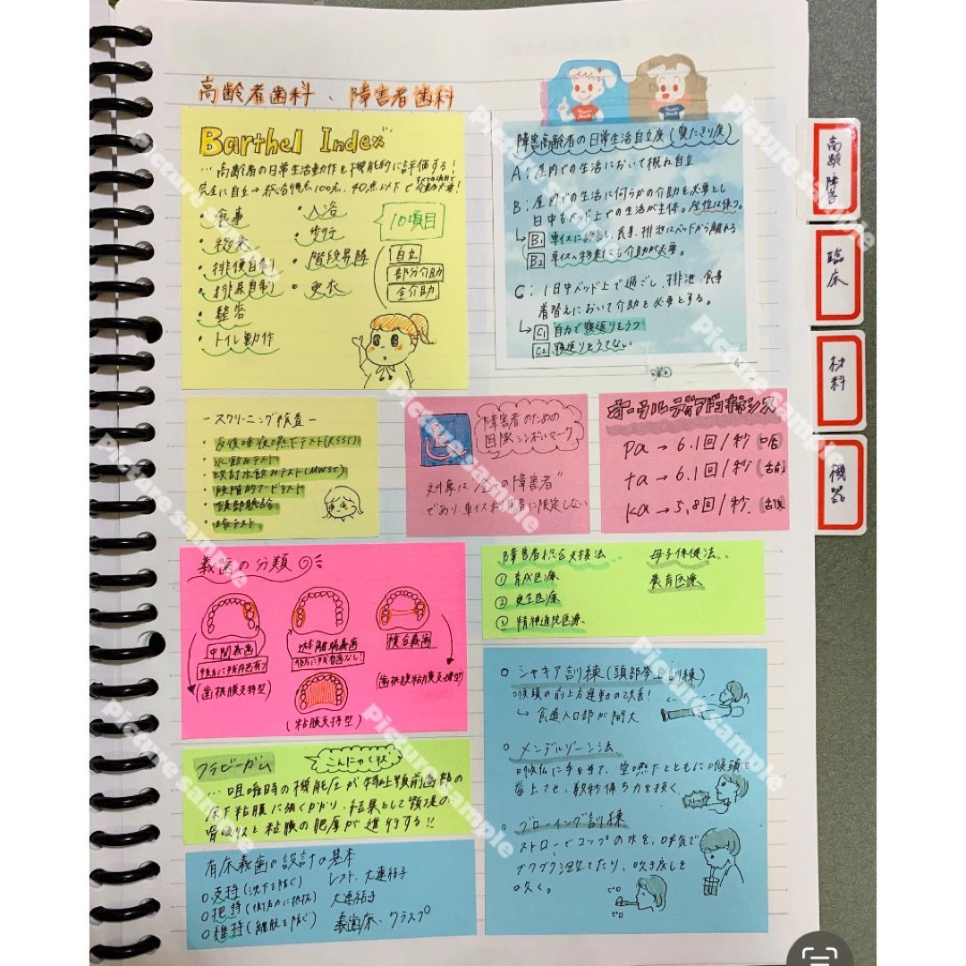 歯科衛生士国家試験対策 付箋まとめノート 国試に合格した先輩DHの勉強