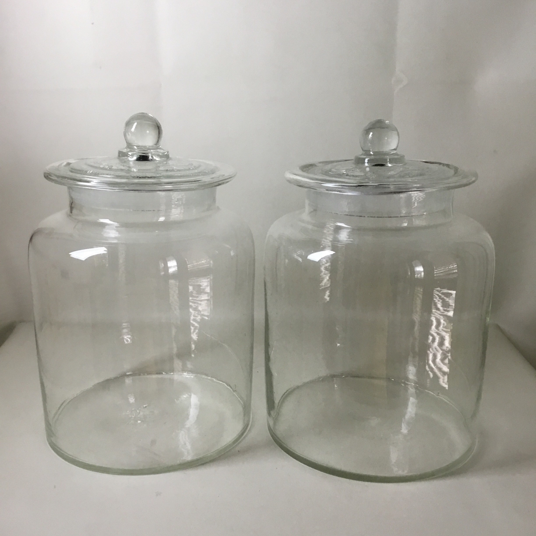 昭和レトロ ガラス瓶 ガラスポット 保存瓶 グリーン 2個セット 昭和